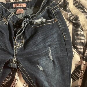 Stylish Navy Distressed Skinny Jeans